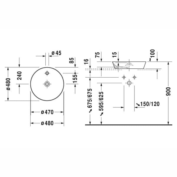 Duravit Cape Cod Duraceram Çanak Lavabo 48cm 2328480000