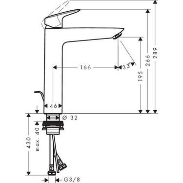 Hansgrohe Logis Tek Kollu Lavabo Bataryası 190 Kumandalı Krom 71090000