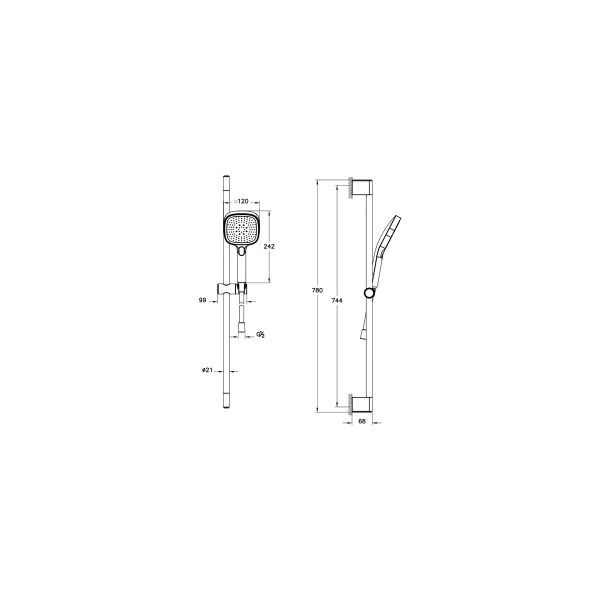 Artema Core Square Sürgülü El Duşu 3 Fonksiyonlu 120 mm Mat Siyah A4591736