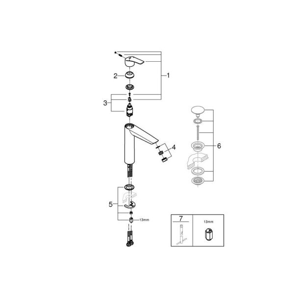 Grohe Eurosmart Tek Kumandalı Lavabo Bataryası Xl-Boyut - 23971003
