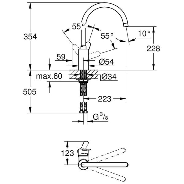 Grohe Eurostyle Cosmopolitan Tek Kumandalı Eviye Bataryası - 33975002