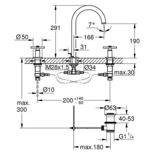Grohe Atrio 3 Delikli Lavabo Bataryası L-Boyut - 20643DA0