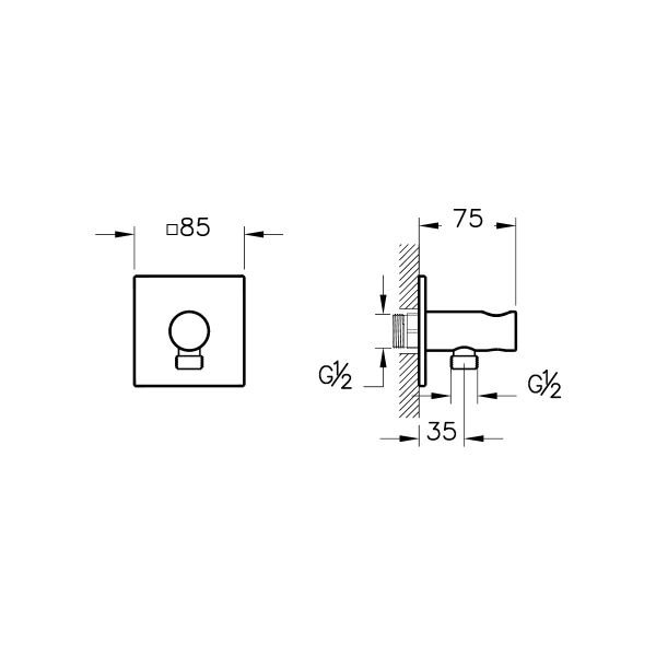 Vitra Suit A4283239 Ankastre El Duşu Çıkışı, Parlak Siyah
