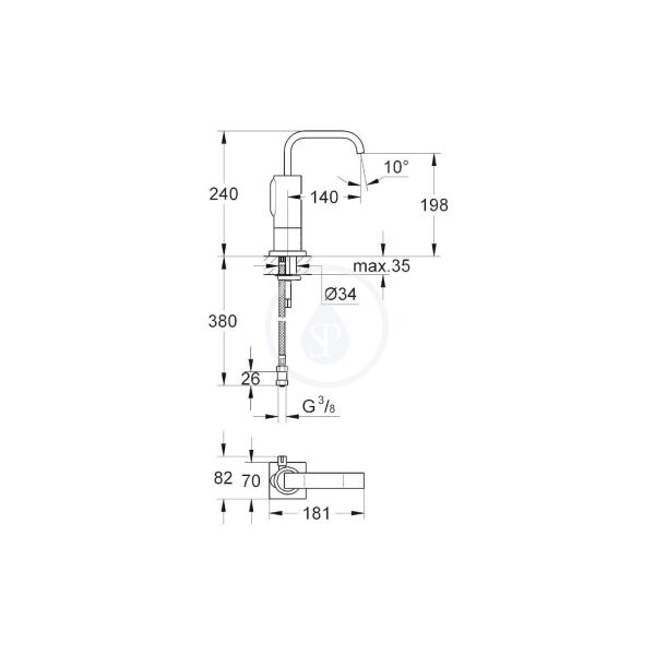 Grohe Allure E Pilli Çift Su Girişli Fotoselli Lavabo Bataryası 36098000