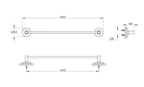 VitrA Base 100 A44114 Uzun Havluluk, Krom
