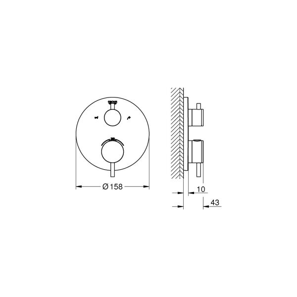 Grohe Atrio Çift Yönlü Ankastre Termostatik Banyo Bataryası 24138003