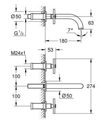 Grohe Atrio 3 Delikli Lavabo Bataryası M-Boyut - 20661GL0
