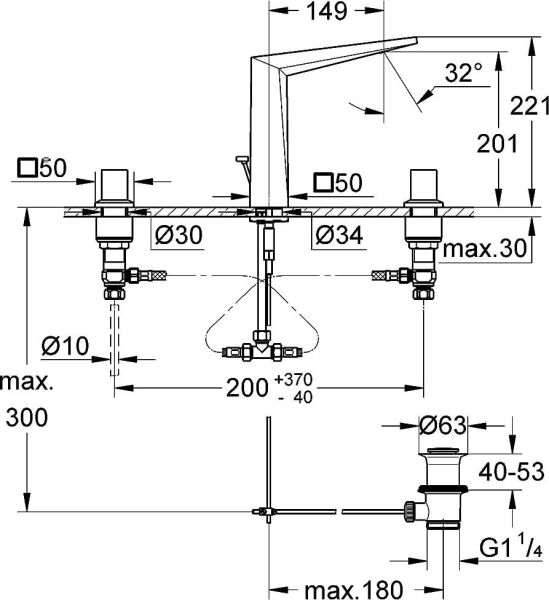 Grohe Allure Brilliant 3 Delikli Lavabo Bataryası M Boyut - 20344000