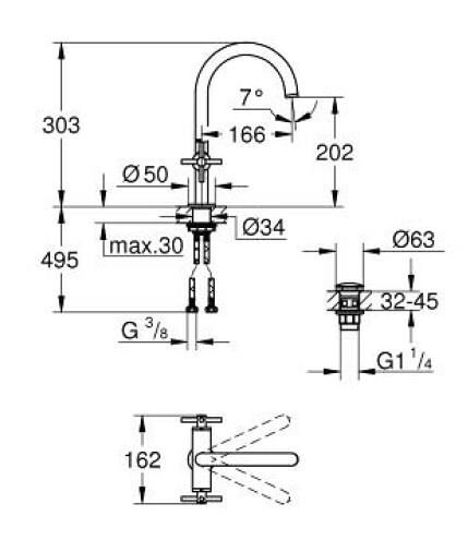 Grohe Atrio Lavabo Bataryası L-Boyut - 21144GL0