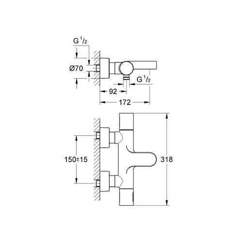 Grohe Grohtherm 3000 Cosmopolitan Termostatik Banyo Bataryası - 34276000
