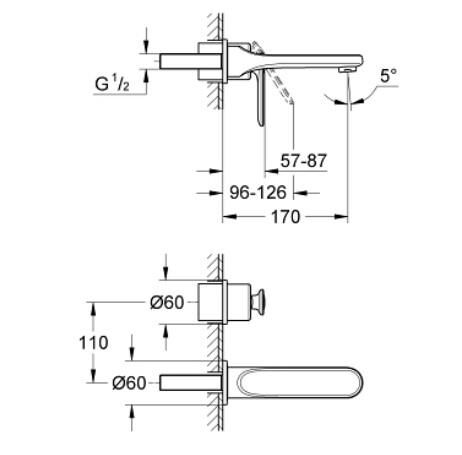Grohe Veris İki Delikli Duvardan Lavabo Bataryası - 19342000