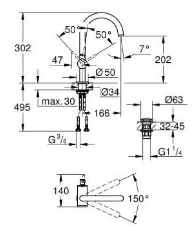 Grohe Lavabo Bataryası Atrio L-Boyut - 24362DA0