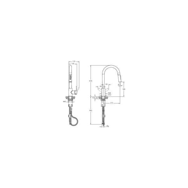 Artema Maestro Pull-Down A42145 Eviye Bataryası, Krom