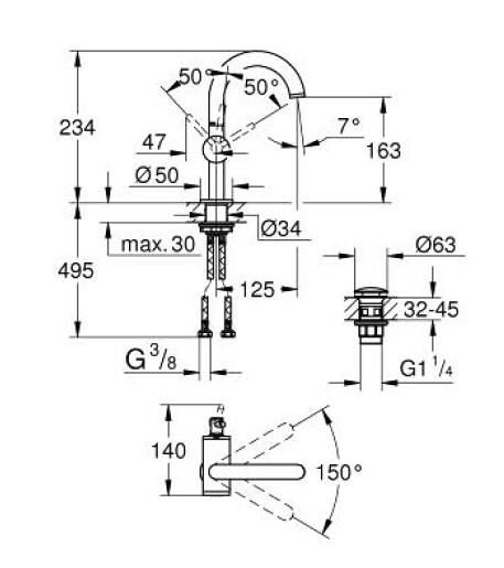 Grohe Atrio Lavabo Bataryası M-Boyut - 24363GL0