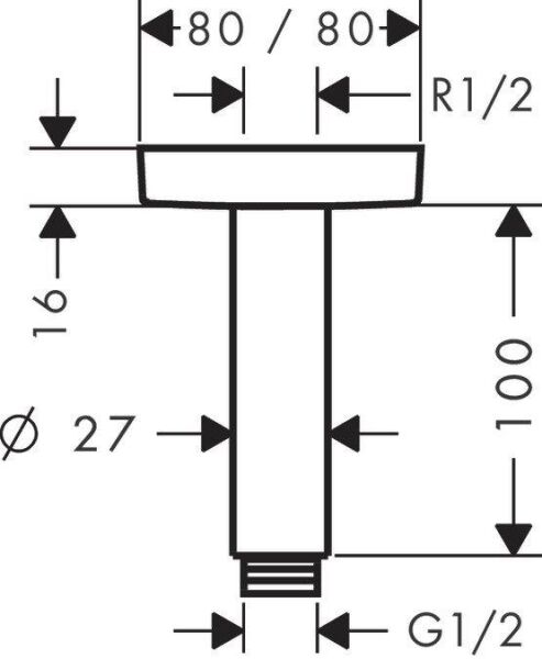Hansgrohe Tavan Bağlantısı E 100mm / Krom - HG27467000