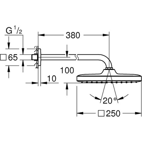 Grohe Tempesta 250 Cube Tepe Duşu Seti 380 Mm, Tek Akışlı - 26687000