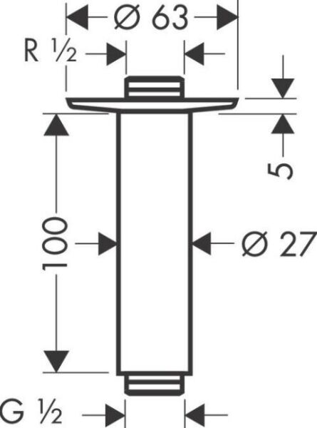 Hansgrohe Tavan Bağlantısı 100mm / Krom - HG27479000