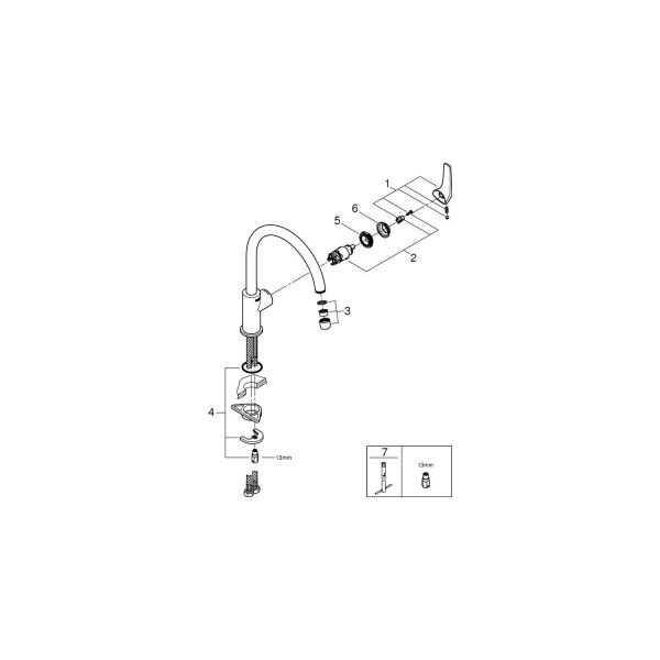 Grohe Bauflow Tek Kollu Eviye Bataryası Yüksek Borulu 31538000