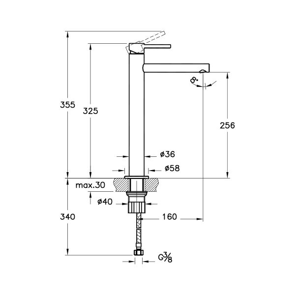 Vitra Origin A4255836WTC Lavabo Bataryası (Yüksek Large), Mat Siyah