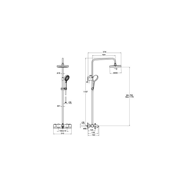 Artema Base Round Termostatik Banyo Bataryalı Duş Sistemi Mat Siyah A4730336