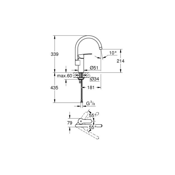 Eurostyle Cosmopolitan Tek Kumandalı Eviye Bataryası - 30221002