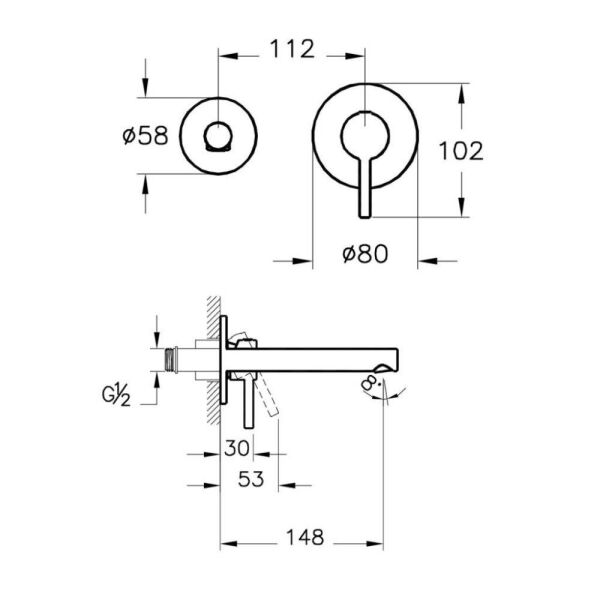 VitrA Origin Ankastre Lavabo Bataryası Mat Siyah A4258136WTC