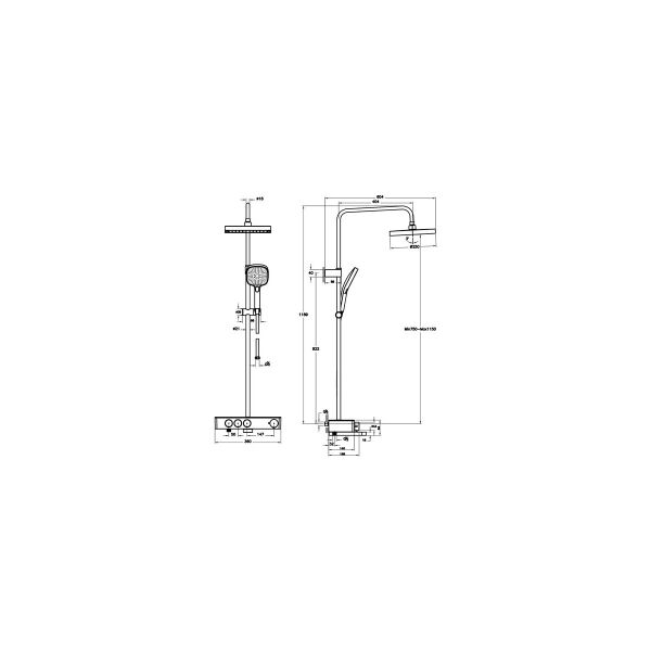 Artema Core Square Termostatik Banyo Bataryalı Duş Sistemi Mat Siyah A4731036