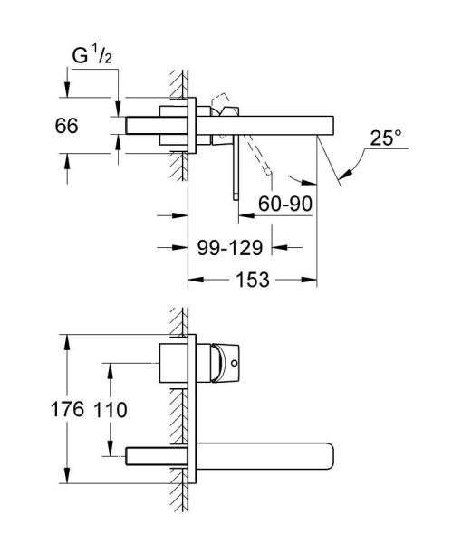 Grohe Quadro 2 delikli lavabo bataryası 19479000