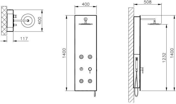 VitrA Origin A45804 Masajlı Duş Sistemi Beyaz Cam Krom