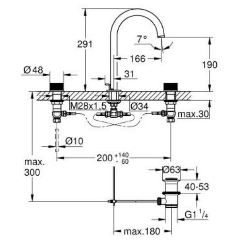 Grohe Atrio Private Collection 3 Delikli Lavabo Bataryası L-Boyut - 20595000