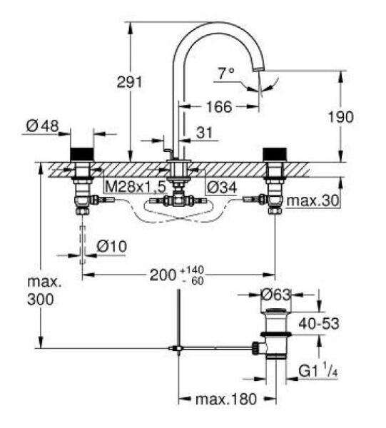 Grohe Atrio Private Collection 3 Delikli Lavabo Bataryası L-Boyut - 20595GL0