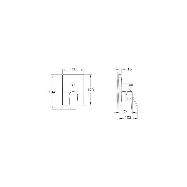 Artema A43208 Flow Square Ankastre Mekanik Banyo Bataryası