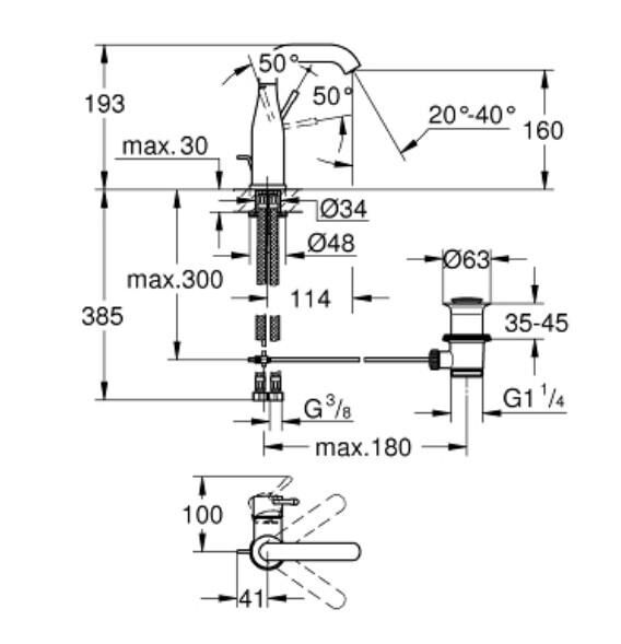 Grohe Essence Tek Kumandalı Lavabo Bataryası 1/2'' M-Boyut - 24173DC1