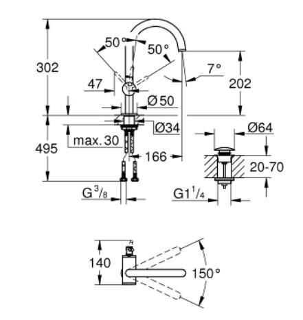 Grohe Atrio Tek Kumandalı Lavabo Bataryası 1/2'' L-Boyut - 24362DC0