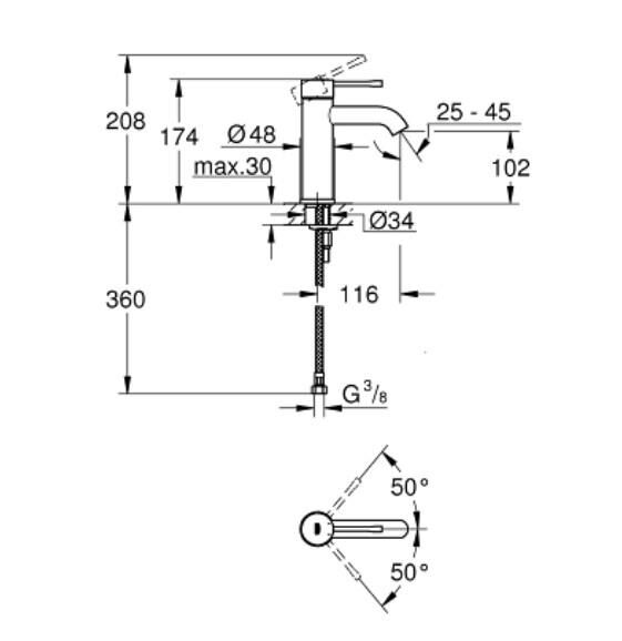 Grohe Essence Lavabo Bataryası 1/2'' S-Boyut - 24172GN1