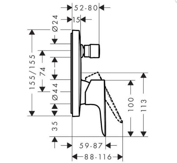 Hansgrohe HG Talis® E Tek kollu banyo bataryası ankastre - 71745670