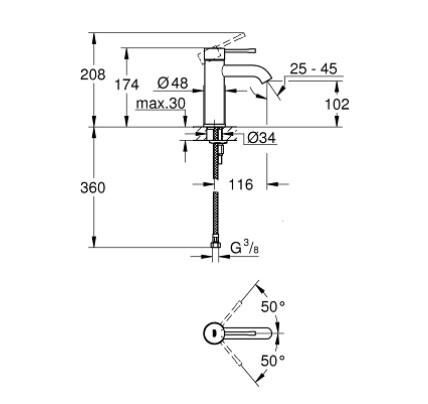 Grohe Essence Tek Kumandalı Lavabo Bataryası S-Boyut - 24172AL1