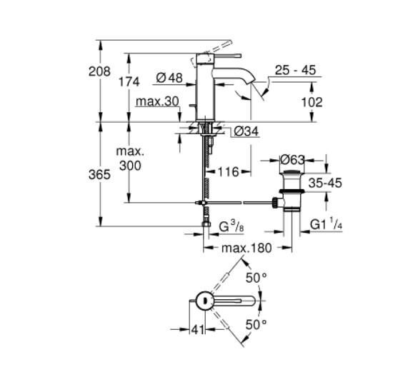Grohe Essence Tek Kumandalı Lavabo Bataryası 1/2'' S-Boyut - 24171GN1