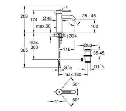 Grohe Essence Tek Kumandalı Lavabo Bataryası S-Boyut - 24171GL1