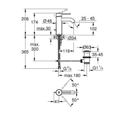 Grohe Essence Tek Kumandalı Lavabo Bataryası 1/2'' S-Boyut - 24171DC1