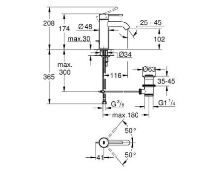 Grohe Essence Tek Kumandalı Lavabo Bataryası 1/2'' S-Boyut - 24171DA1