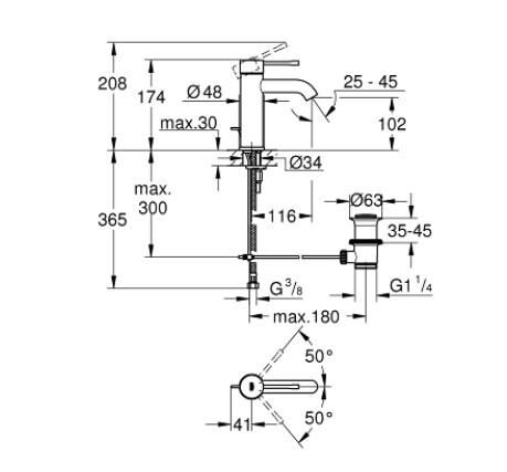 Grohe Essence Tek Kumandalı Lavabo Bataryası 1/2'' S-Boyut - 24171AL1