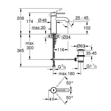 Grohe Essence Tek Kumandalı Lavabo Bataryası 1/2'' S-Boyut - 24171A01