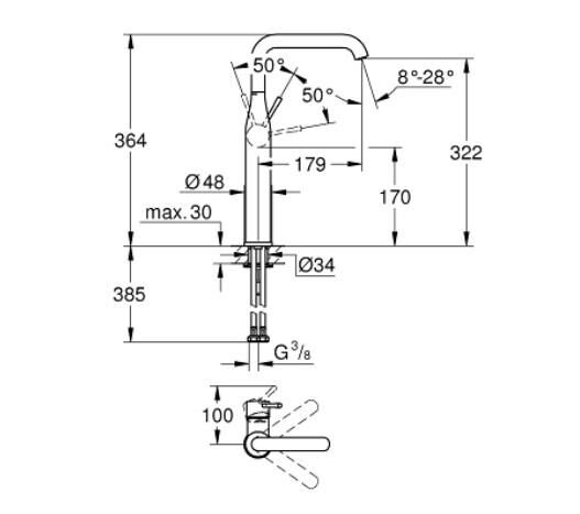 Grohe Essence Lavabo Bataryası 1/2'' XL-Boyut - 24170GL1