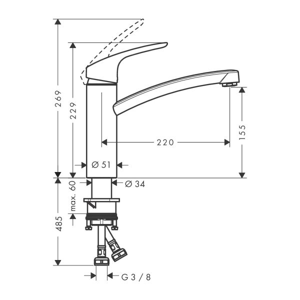 Hansgrohe Focus 160 Eviye Bataryası 31806000