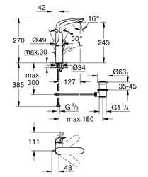 Grohe Eurostyle Tek Kumandalı Lavabo Bataryası 1/2“ L-Boyut 23569003