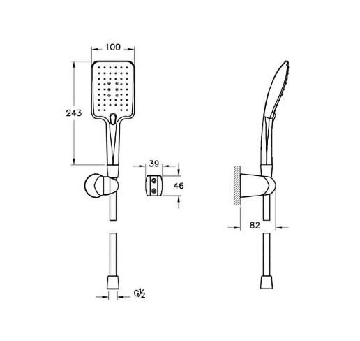 Artema Shine Square A45629STA El Duşu Takımı, Krom