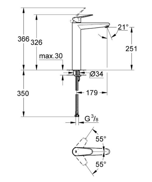 Grohe Eurodisc Cosmopolitan Tek Kumandalı Çanak Lavabo Bataryası - 23432000