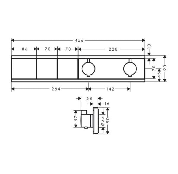 Hansgrohe RainSelect Mat Siyah Ankastre Termostatik Banyo Bataryası - 15380670