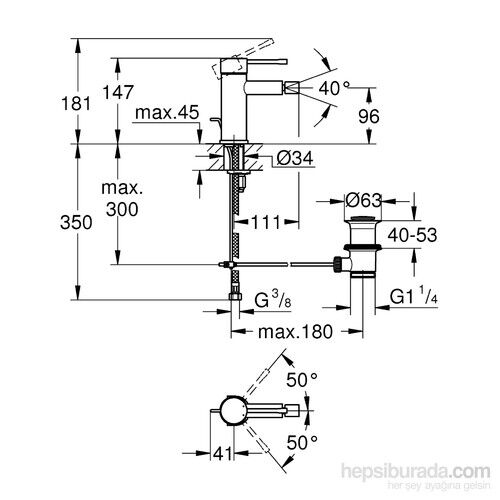 Grohe Essence New Tek Kumandalı Bide Bataryası S-Boyut - 32935001